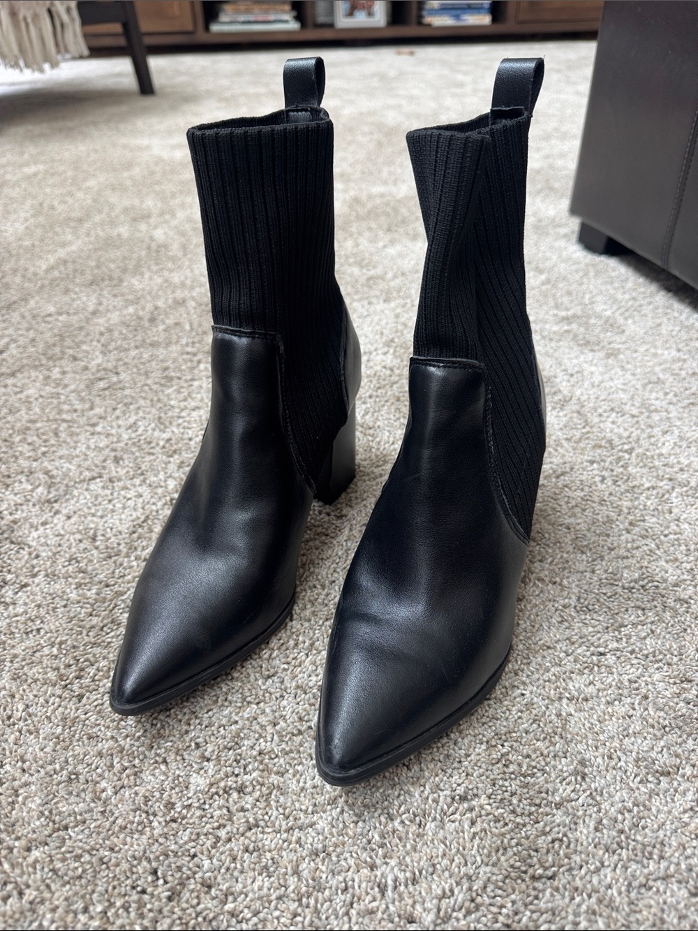 Blondo Black Pointed Toe Sock Ankle Booties